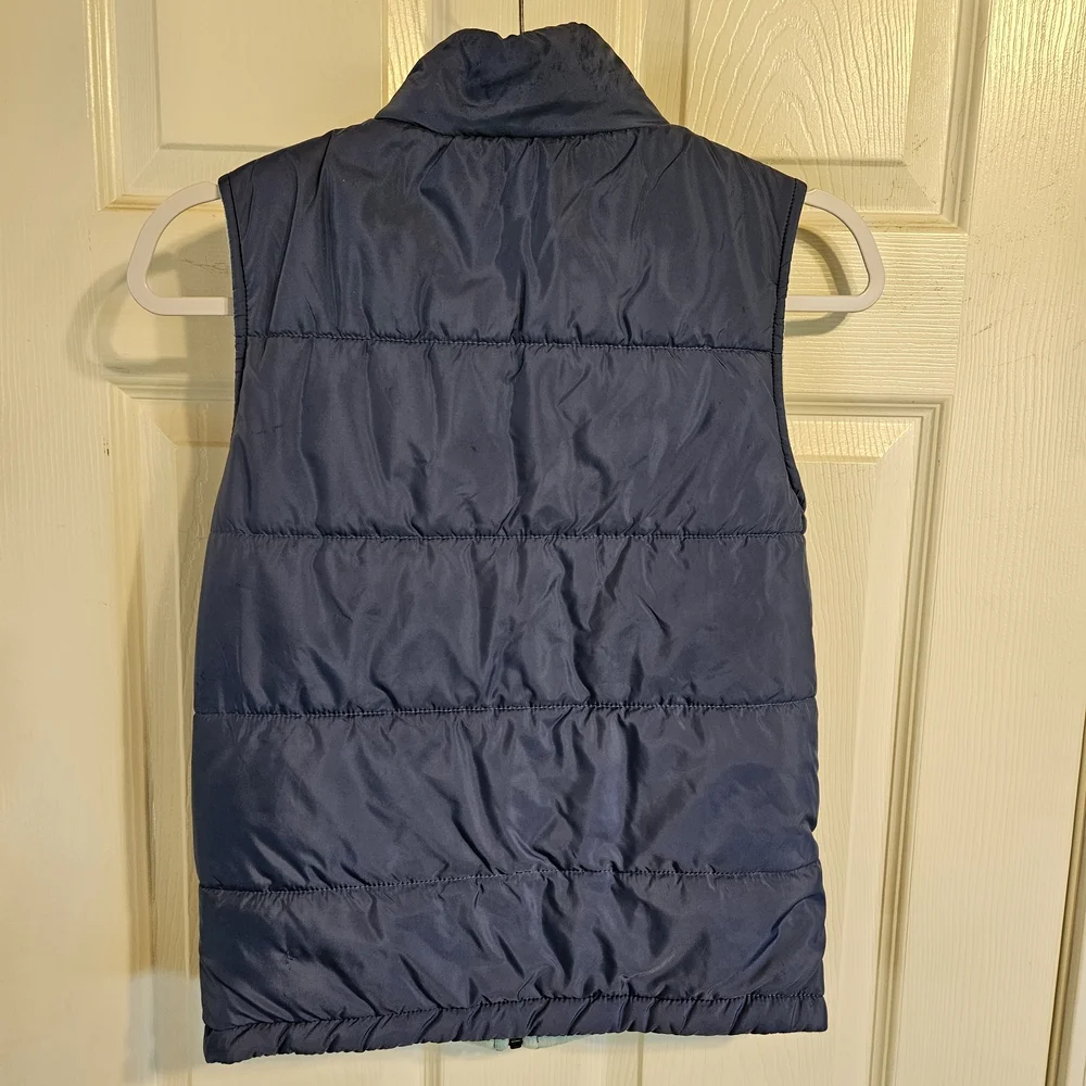 Columbia Blue Puffer Reversible Vest Girls Sz M 10-12